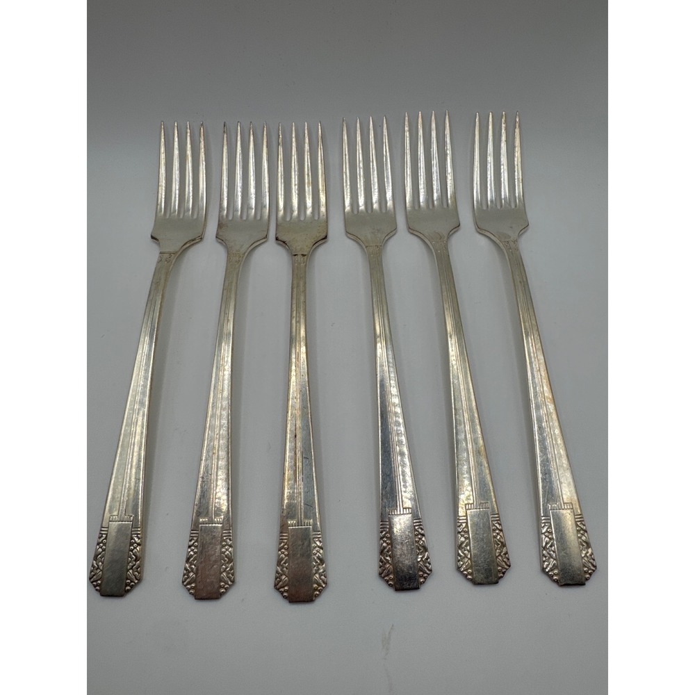 Oneida Park Lane Silverplate Grille Forks Set of 6 Wm A Rogers AA Heavy 1936